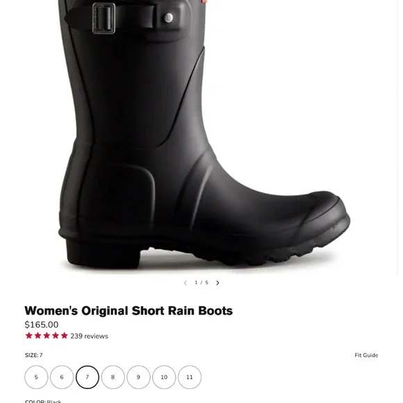 Hunter Black Waterproof Biker Rubber Rain Boots Women’s Size 9 - Picture 4 of 12